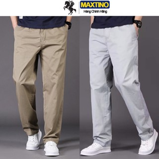Combo 2 quần kaki nam MAXTINO. Cạp chun. Chất vải co giãn, dáng suông có dây rút, khóa kéo tiện lợi