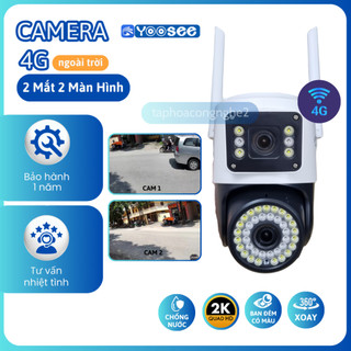 Camera YOOSEE WIFI / 4G NGOÀI TRỜI 2 MẮT, FullHD, Ban Đêm Có Màu, Đàm Thoại 2 Chiều, Còi Hú Báo Động