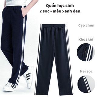 Quần thể dục, đồng phục học sinh [ ĐỦ SIZE 1M- 1M80 ] Quần thể thao xanh đen vải thun sợi chéo giá rẻ