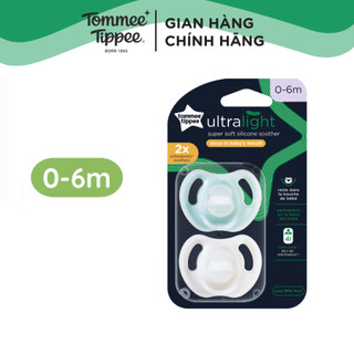 Ty ngậm silicon siêu nhẹ cho bé Tommee Tippee Ultra Light 0-6 tháng (vỉ đôi) - Xanh ngọc/Trắng