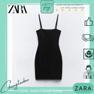 Zara Auth Đầm 2 dây đen nữ có thể điều chỉnh dây size s