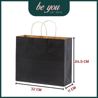 {Giá Sỉ} Túi Giấy Kraft Nhật Bản Cao Cấp - Size 24.5 x 11 x 32 cm - Màu Đen - Siêu Thị Bao Bì Grace Box