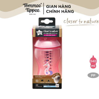 Bình Sữa Ty Siêu Mềm Tự Nhiên Tommee Tippee Closer To Nature PP 340ml, Núm Ty Của Bình 3-6 Tháng - Hồng