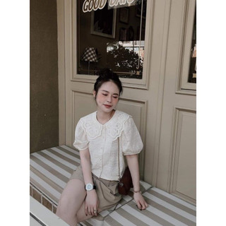 Áo thô đục lỗ cổ sen