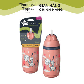 Bình uống nước giữ nhiệt có ống hút kháng khuẩn chống tràn, chống sặc cho bé Tommee Tippee SuperStar 226ml – Hồng