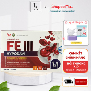 Viên sắt bổ máu fe iii bổ sung sắt, acid folic hỗ trợ giảm tình trạng thiếu máu do thiếu sắt 30 viên