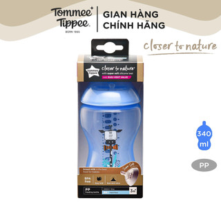 Bình Sữa Ty Siêu Mềm Tự Nhiên Tommee Tippee Closer To Nature PP 340ml, Núm Ty Của Bình 3-6 Tháng - Xanh Dương