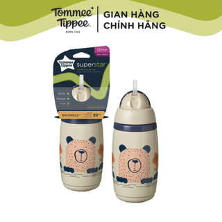 Bình uống nước giữ nhiệt có ống hút kháng khuẩn chống tràn, chống sặc cho bé Tommee Tippee SuperStar 266ml – Xám