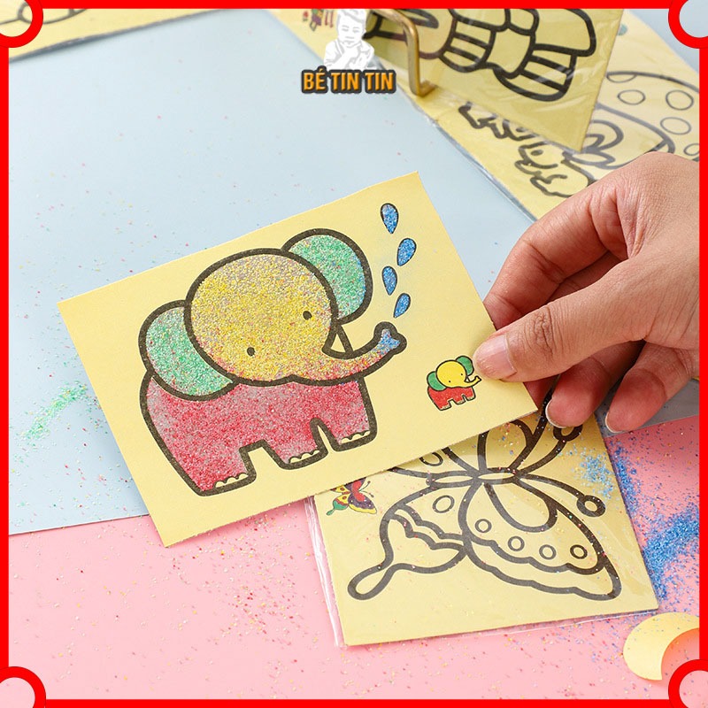 Combo 10 Tranh cát tập tô màu bằng cát cho bé, màu sắc tô tươi sáng yêu thích cho bé (MẪU NGẪU NHIÊN)