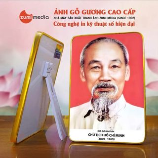 Khung tranh Chân dung Bác Hồ - Chủ Tịch Hồ Chí Minh, ảnh gỗ gương cao cấp