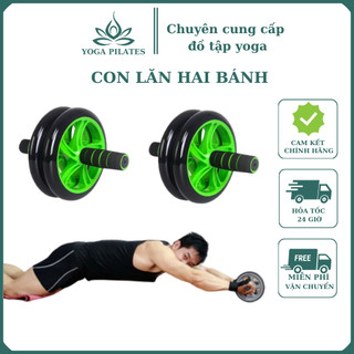 Con Lăn 2 Bánh 24 x 14cm Dụng Cụ Tập Gym Cơ Bụng Tại Nhà Giảm Mỡ Bụng Tăng Cơ Cho Nam Nữ Tặng Kèm Thảm