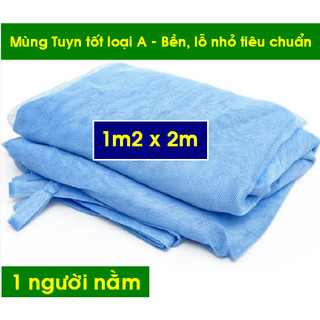 Mùng ngủ vải Tuyn loại A lỗ nhỏ, loại tốt, chất liệu bền đẹp mền mịn, mùng ngủ 1 người kích thước 1m2 x 2m