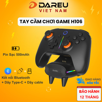 Tay cầm chơi game DAREU H106 PRO (TRIPLE MODE: USB cable+2.4G+Bluetooth - Fast Charging Dock)