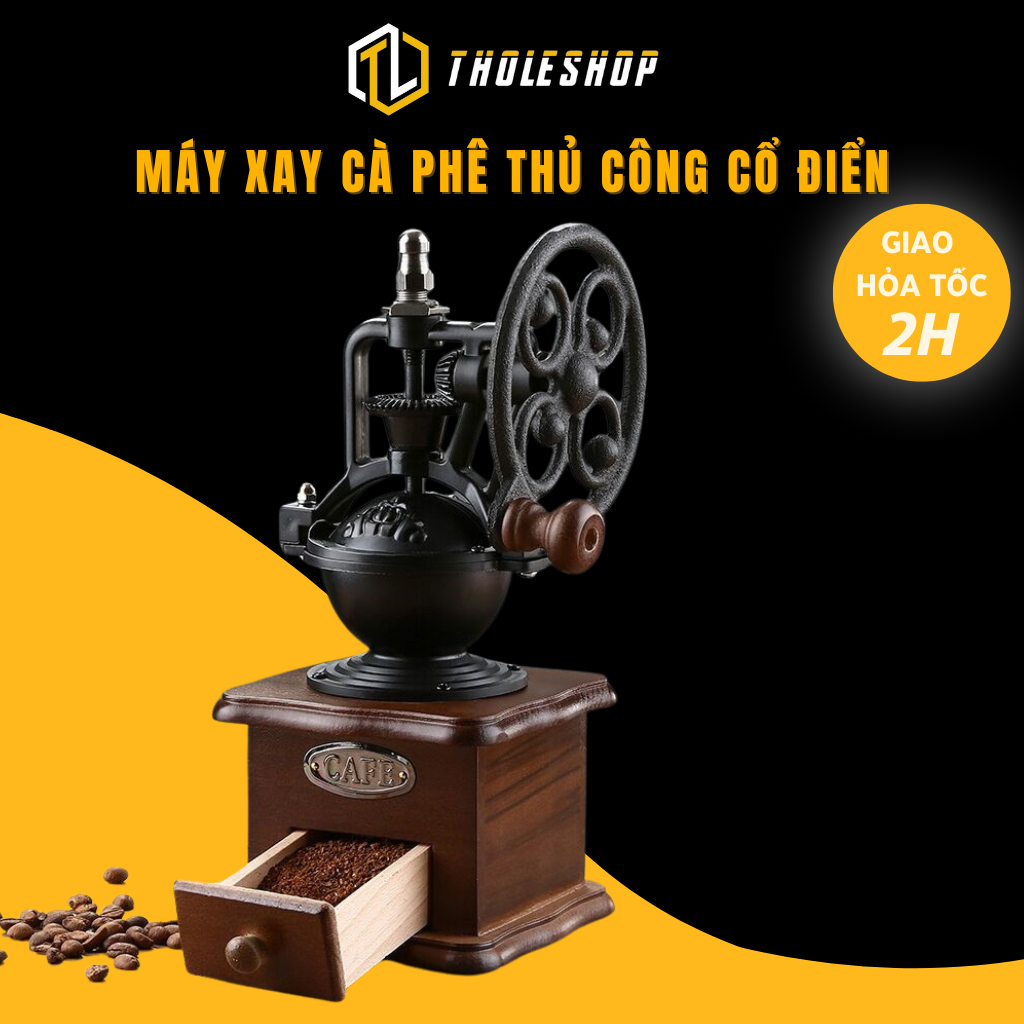 Máy Xay Cà Phê Mini - Cối Xay Cafe Thủ Công Bằng Gỗ Phong Cách Cổ Điển Tholeshop 9972
