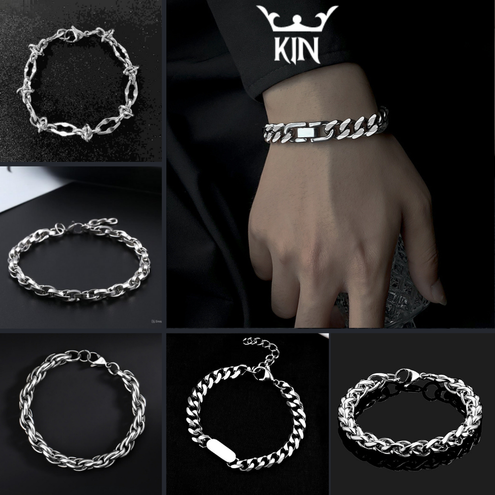 Vòng Tay Thép Titan CUBAN Lắc Tay Nam Nữ Mắt Xích Vát Cạnh Kiểu Dáng UNISEX Phong Cách Đơn Giản Thời Trang KIN Cá Tính