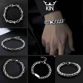 Vòng Tay Thép Titan CUBAN Lắc Tay Nam Nữ Mắt Xích Vát Cạnh Kiểu Dáng UNISEX Phong Cách Đơn Giản Thời Trang KIN Cá Tính