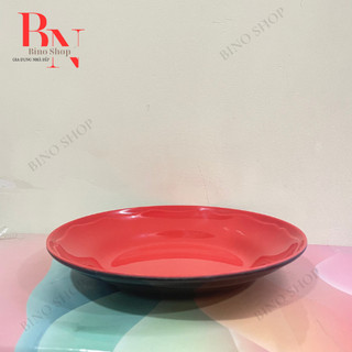 Dĩa Nhựa Melamine Sâu Lòng 2 Lớp Đỏ Đen