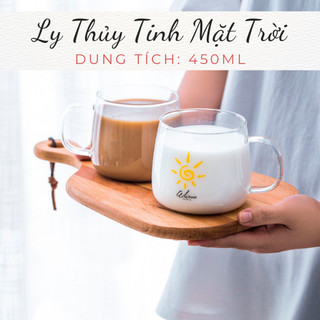 Ly thủy tinh miệng rộng họa tiết đơn giản