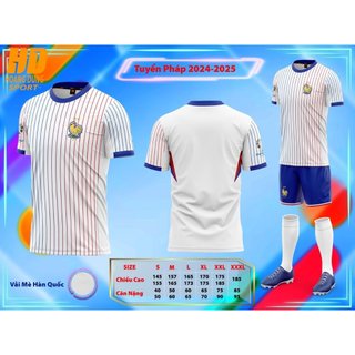 Bộ Đồ Đá Banh đôi tuyển pháp màu trắng Vải Mè