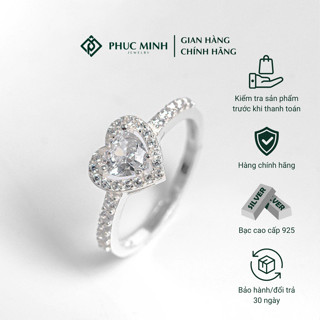 Nhẫn bạc nữ PMJ hình trái tim đính đá xinh xắn, nhẫn bạc S925 sang trọng PMJSN0313 Phúc Minh Jewelry