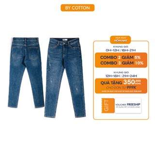 Quần Jeans Dài Nam Cao Cấp Dark Blue Rách BY COTTON