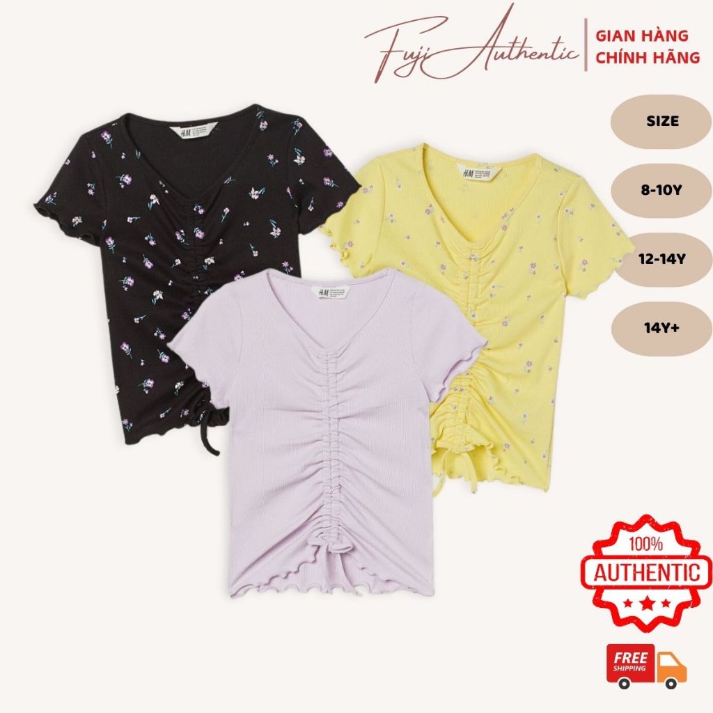 Áo thun bé gái HM AUTH áo thun vải jersey mềm size 8-10y 12-14y 14+ size 8-10y 12-14y 14+ (Bill UK) 
