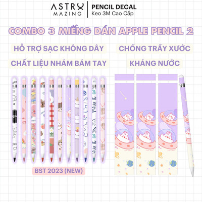 [Combo 3 miếng dán] Decal AstroMazing bảo vệ bút Pencil 2 nhám chống trầy xước hỗ trợ sạc không dây