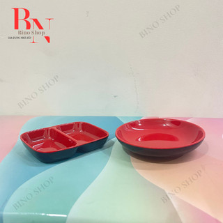 Chén Chấm Nhựa Melamine 2 Lớp Đỏ Đen