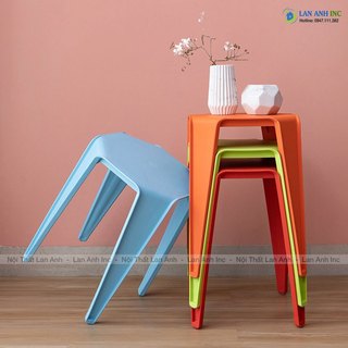 Ghế Đôn Nhựa PP Cao 45cm Đúc Nguyên Khối  Xếp Chồng giá rẻ LAD3006