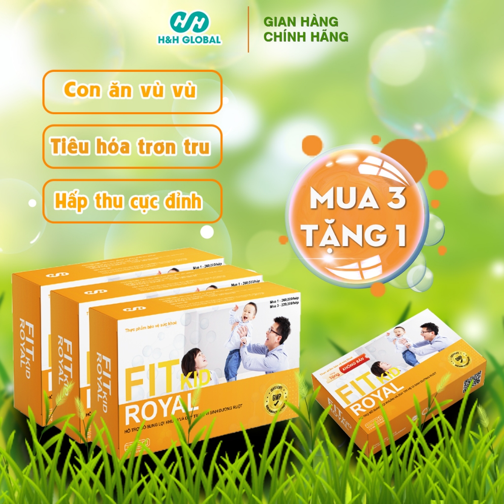 [Mua 1 Tặng 1] Combo 3 Men Vi Sinh FIT KID ROYAL Bào Tử Lợi Khuẩn - Giúp Trẻ Ăn Ngon, Hấp Thu Tốt (20 Ống x 5ML / Hộp)