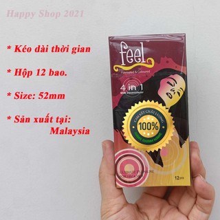 Bao cao su Feel 4 in 1 hộp 12 bao- kéo dài thời gian