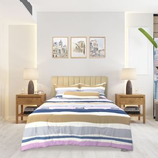 Bộ 4 món ga, áo gối cotton Jun Store màu sọc không kèm mền vải mềm mịn (43)