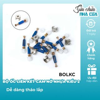 Bộ ốc liên kết cam nở nhựa kiểu 2 - 6x40mm - túi 100 bộ