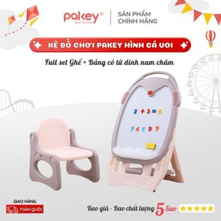 Bộ bảng học nam châm cho bé tặng kèm ghế, bảng vẽ giúp bé vừa học vừa chơi, họa tiết hình chim cánh cụt
