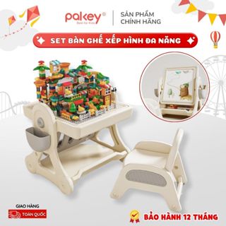 Bộ Bàn Ghế Lego Đa Năng Pakey, Set Bàn Chơi Xếp Hình Kèm 400 Chi Tiết Lego, Bàn Học, Bảng Vẽ Tiện Lợi Cho Bé