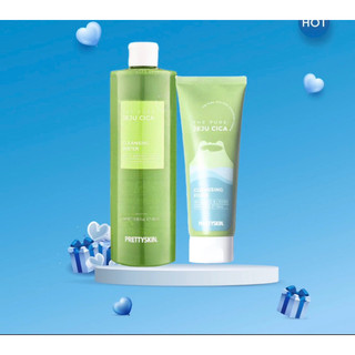 Combo làm sạch tẩy trang và sữa rửa mặt rau má Prettyskin