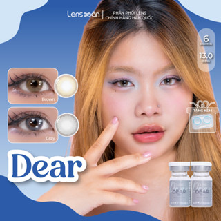 Kính áp tròng cận 6 tháng LENS XOẮN lens nâu xám tự nhiên trong veo xám nâu nhẹ nhàng không giãn OLENS DEAR