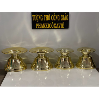 2 Chân Đế Để Nến Nhôm Mạ Crom Vàng - Tượng Thờ Công Giáo Phanxico Xavie.