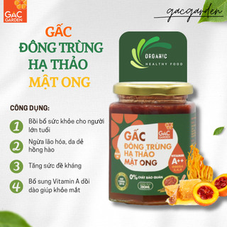 Gấc đông trùng hạ thảo mật ong Gấc Garden giúp tăng sức đề kháng, bổ sung Vitamin A dồi dào giúp khỏe mắt hộp 280ml