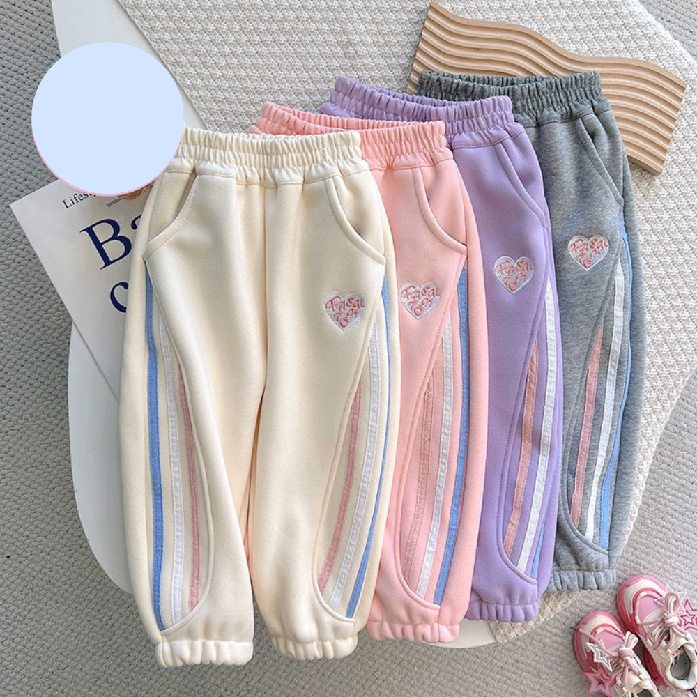  Quần nỉ cho bé gái quần thu đông cho bé gái họa tiết tim sọc sắc màu MD3284 - Jumping Beans Store 