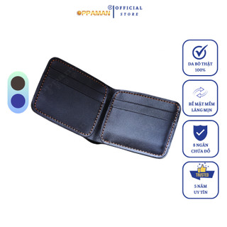 Ví nam mini ví nam cao cấp ví nam da bò cao cấp da thật xịn handmade dáng ngang nhiều ngăn tặng hộp quà tặng OV1 OPPAMAN
