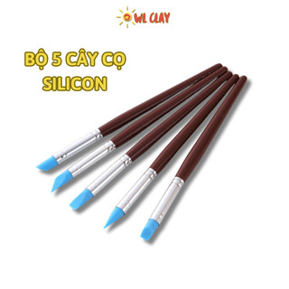 Bộ 5 cây cọ silicone bằng gỗ làm đất sét nhật thủ công handmade DIY