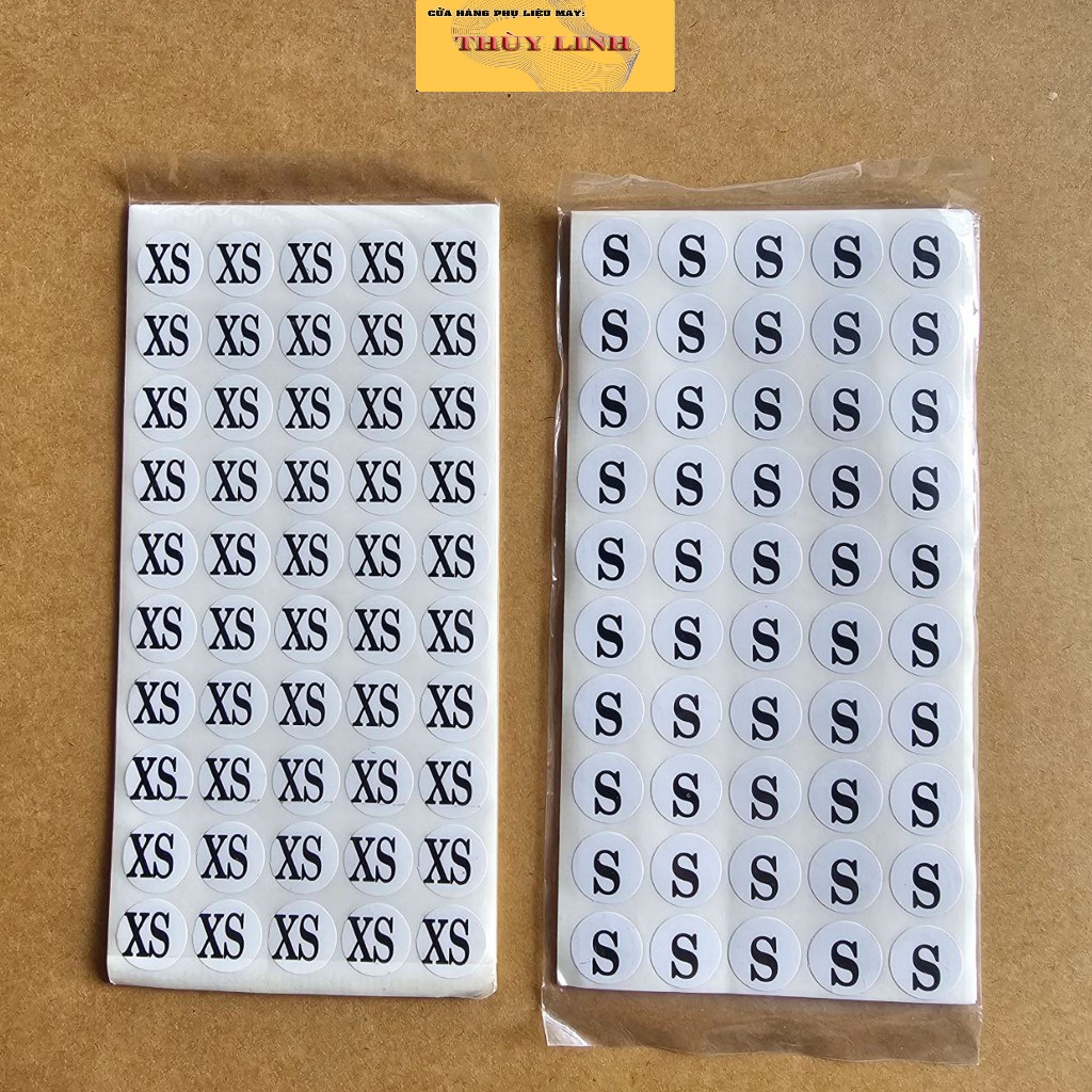 Tem Size Dán Quần Áo Từ XS Đến 8XL ( 10 tờ - 500 tem )