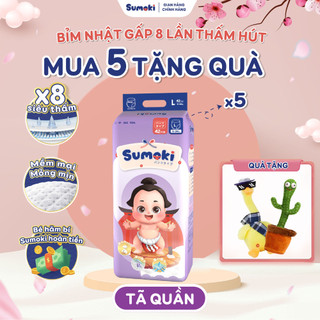  COMBO 5 Tã/Bỉm quần Sumoki Nhật Bản siêu mỏng 1.9mm -Thấm hút gấp 8 lần, đóng cả ngày đêm-đủ size cho bé