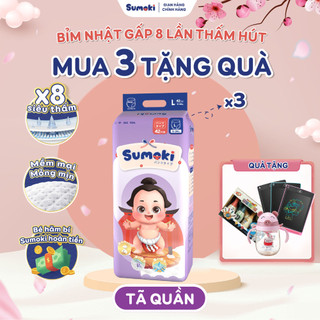  COMBO 3 Tã/Bỉm quần Sumoki Nhật Bản siêu mỏng 1,9mm -Thấm hút gấp 8 lần, đóng cả ngày đêm-đủ size cho bé