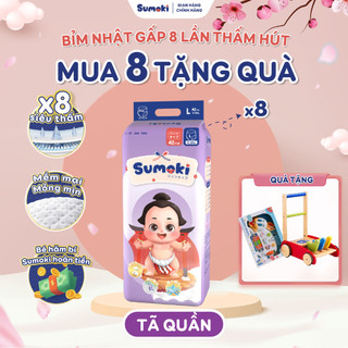  COMBO 8 Tã Bỉm Quần Sumoki Nhật Bản Siêu Mỏng 1,9mm, Thấm Hút Nhanh Gấp 8 Lần, Đủ Size Đóng Cả Ngày Đêm