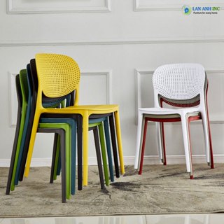 Ghế Nhựa Đúc Nguyên Khối Cafe Văn Phòng Có Tựa Lưng Cao Xếp Chồng Cao Cấp LAVP1007-1