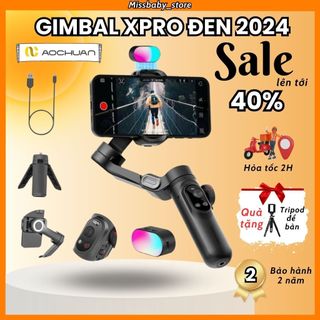 Gimbal smart Xpro đen 2024, gimbal AOCHUAN chống rung 3 trục, gimbal chống rung pin 3200 mAH