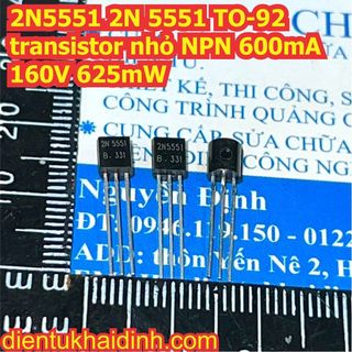 50 con 2N5551 2N 5551 TO-92 transistor nhỏ NPN 600mA 160V 625mW kde2715