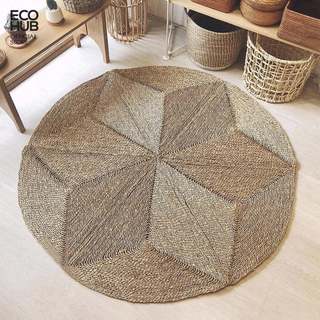 Thảm Trải Sàn Cói Tròn ECOHUB Hình Sao Gấp Gọn Trang Trí Phòng Ngủ Decor Chụp Ảnh 120/150/180cm
